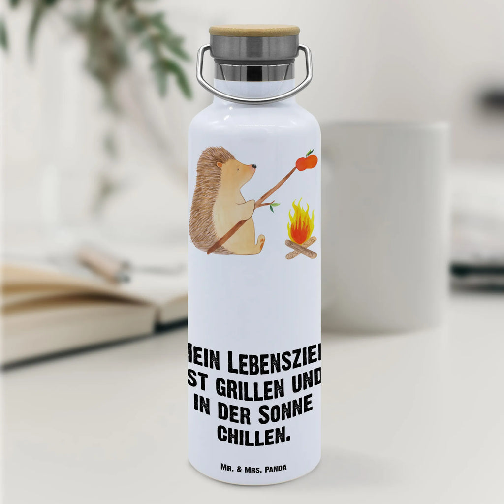 Trinkflasche Igel Grillen Thermosflasche, Isolierflasche, Edelstahl, Trinkflasche, isoliert, Wamrhaltefunktion, Sportflasche, Flasche zum Sport, Sportlerflasche, Tiermotive, Gute Laune, lustige Sprüche, Tiere, Igel, Grillen, Ziele, Motivation, arbeitslos, Sinn des Lebens, Spruch