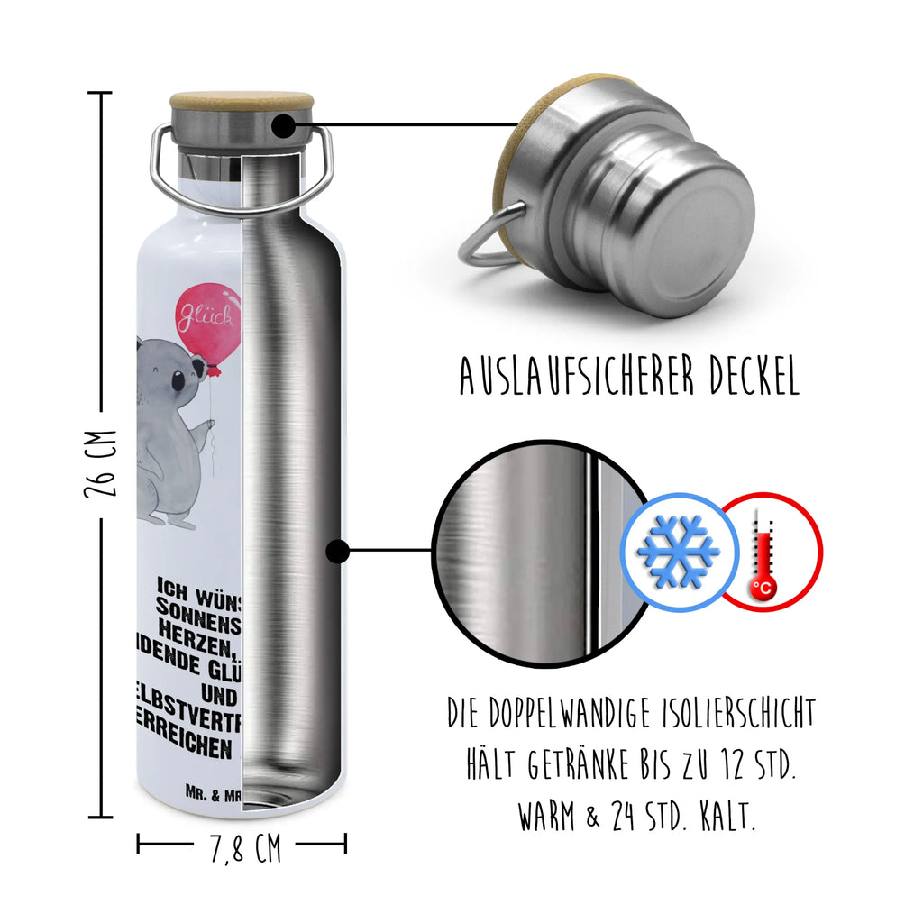 Trinkflasche Koala Luftballon Thermosflasche, Isolierflasche, Edelstahl, Trinkflasche, isoliert, Wamrhaltefunktion, Sportflasche, Flasche zum Sport, Sportlerflasche, Koala, Koalabär, Luftballon, Party, Geburtstag, Geschenk