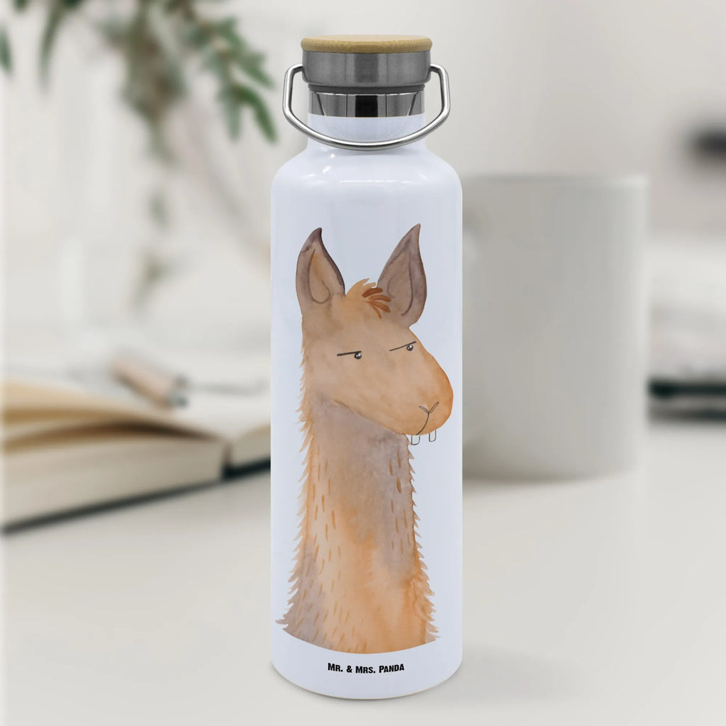 Trinkflasche Lamakopf Genervt Thermosflasche, Isolierflasche, Edelstahl, Trinkflasche, isoliert, Wamrhaltefunktion, Sportflasche, Flasche zum Sport, Sportlerflasche, Lama, Alpaka, Lamas, Recht haben, genervt sein, Freundin, beste Freundin, Partnerin, Büro, Büroalltag, Chef, Chefin, Azubi