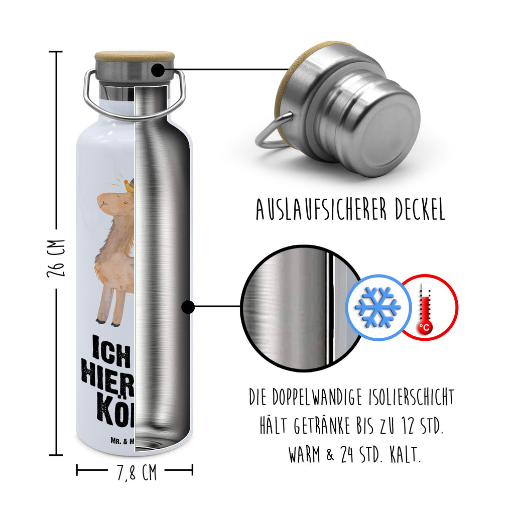 Trinkflasche Lama König Thermosflasche, Isolierflasche, Edelstahl, Trinkflasche, isoliert, Wamrhaltefunktion, Sportflasche, Flasche zum Sport, Sportlerflasche, Lama, Alpaka, Lamas, König, Königin, Freundin, Mama, Papa, Büro Kollege, Kollegin, Chef, Vorgesetzter, Abi, Abitur