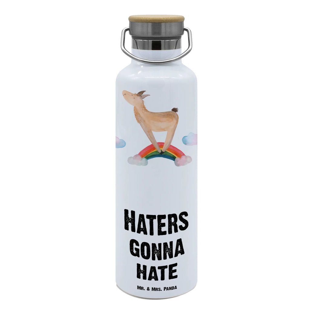 Trinkflasche Lama Regenbogen Thermosflasche, Isolierflasche, Edelstahl, Trinkflasche, isoliert, Wamrhaltefunktion, Sportflasche, Flasche zum Sport, Sportlerflasche, Lama, Alpaka, Lamas, Regenbogen, Haters gonna hate, Haters, Selbstständig, Außenseiter, Schule, Abi, Hobby, Wolkenland, Freiheit