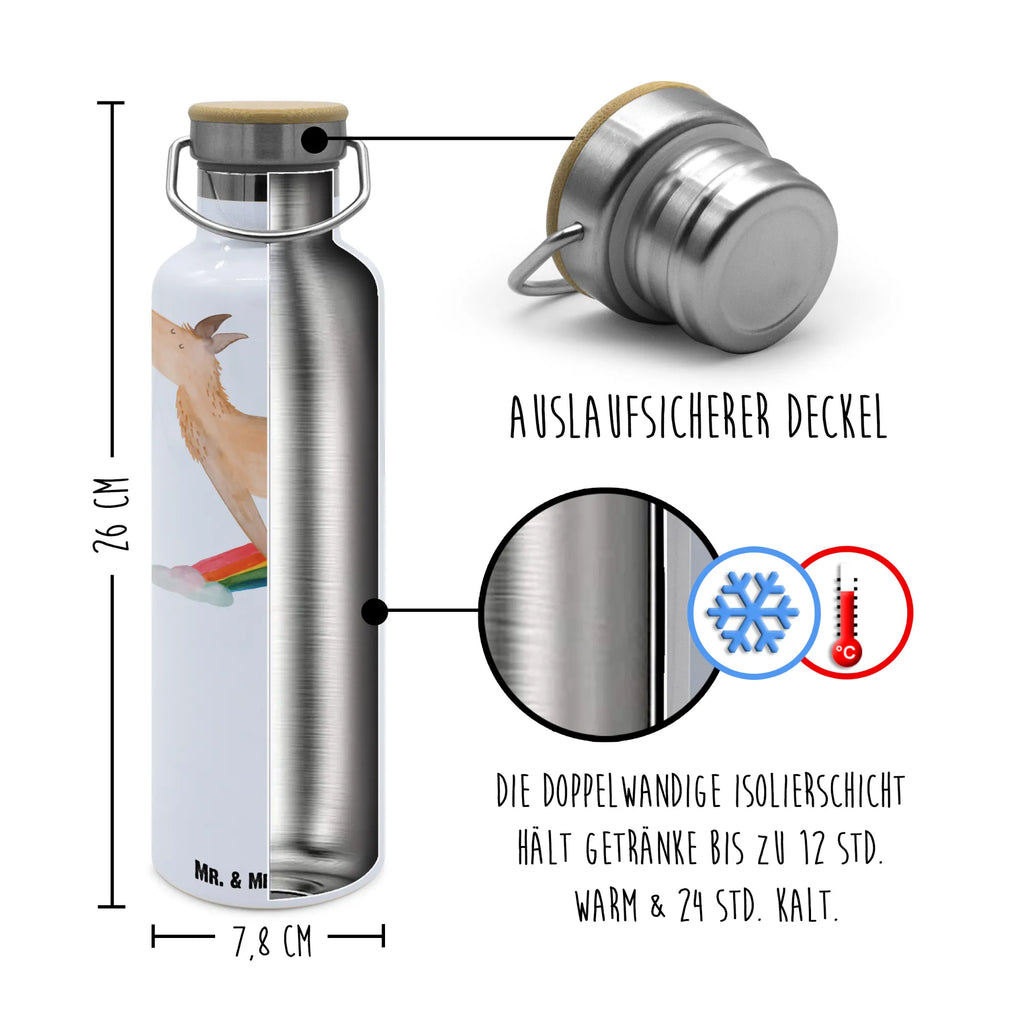 Trinkflasche Lama Regenbogen Thermosflasche, Isolierflasche, Edelstahl, Trinkflasche, isoliert, Wamrhaltefunktion, Sportflasche, Flasche zum Sport, Sportlerflasche, Lama, Alpaka, Lamas, Regenbogen, Haters gonna hate, Haters, Selbstständig, Außenseiter, Schule, Abi, Hobby, Wolkenland, Freiheit