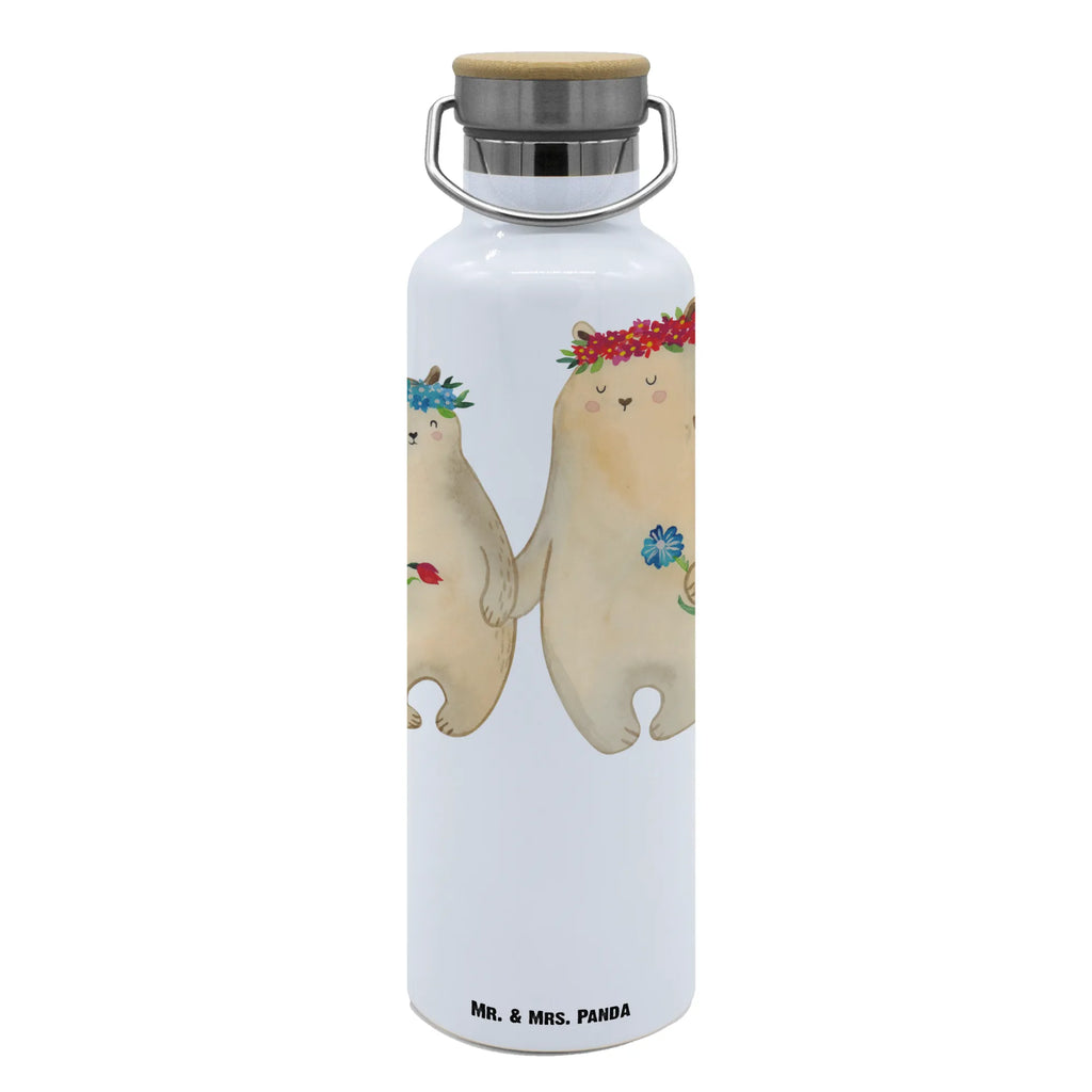 Trinkflasche Bären mit Blumenkranz Thermosflasche, Isolierflasche, Edelstahl, Trinkflasche, isoliert, Wamrhaltefunktion, Sportflasche, Flasche zum Sport, Sportlerflasche, Familie, Vatertag, Muttertag, Bruder, Schwester, Mama, Papa, Oma, Opa, Bär, Bären, Mutter, Mutti, Mami, Lieblingsmensch, Lieblingsmama, beste Mutter, weltbeste Mama, Geschenk Mama. Muttertag, Tochter, Kind, Kinder, Töchter, Family, Vorbild