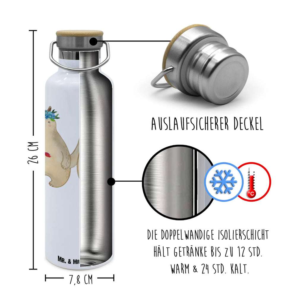 Trinkflasche Bären mit Blumenkranz Thermosflasche, Isolierflasche, Edelstahl, Trinkflasche, isoliert, Wamrhaltefunktion, Sportflasche, Flasche zum Sport, Sportlerflasche, Familie, Vatertag, Muttertag, Bruder, Schwester, Mama, Papa, Oma, Opa, Bär, Bären, Mutter, Mutti, Mami, Lieblingsmensch, Lieblingsmama, beste Mutter, weltbeste Mama, Geschenk Mama. Muttertag, Tochter, Kind, Kinder, Töchter, Family, Vorbild