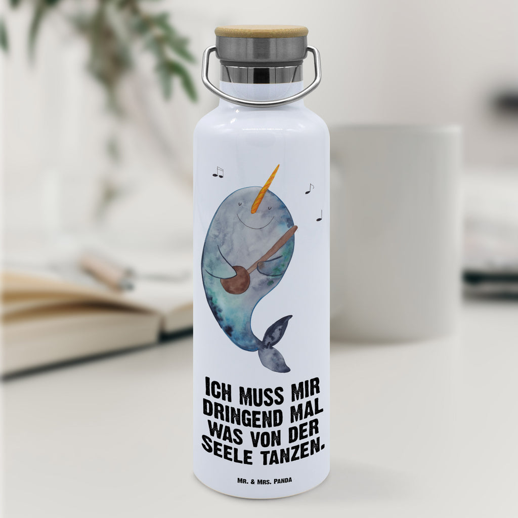 Trinkflasche Narwal Gitarre Thermosflasche, Isolierflasche, Edelstahl, Trinkflasche, isoliert, Wamrhaltefunktion, Sportflasche, Flasche zum Sport, Sportlerflasche, Meerestiere, Meer, Urlaub, Narwal, Wal, Tanzen, Probleme, Problemlösung, Frust, Gespräche, Gitarre