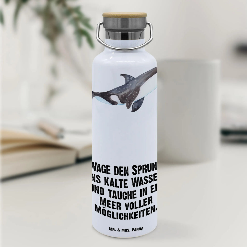 Trinkflasche Orca Thermosflasche, Isolierflasche, Edelstahl, Trinkflasche, isoliert, Wamrhaltefunktion, Sportflasche, Flasche zum Sport, Sportlerflasche, Meerestiere, Meer, Urlaub, Orca, Orcas, Killerwal, Wal, Möglichkeiten, Büro, Arbeit, Motivation, Selbstliebe, Neustart, Startup