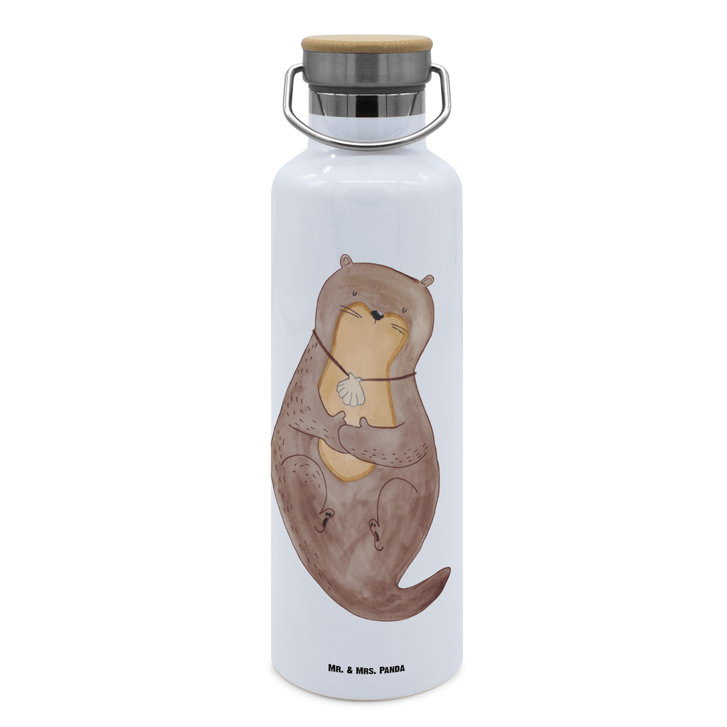 Trinkflasche Otter Muschel Thermosflasche, Isolierflasche, Edelstahl, Trinkflasche, isoliert, Wamrhaltefunktion, Sportflasche, Flasche zum Sport, Sportlerflasche, Otter, Fischotter, Seeotter, Otterliebe, grübeln, träumen, Motivation, Tagträumen, Büro