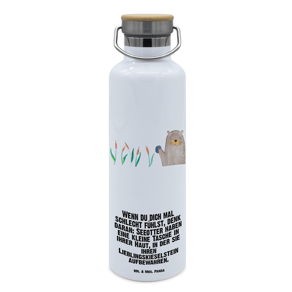 Trinkflasche Otter Stein Thermosflasche, Isolierflasche, Edelstahl, Trinkflasche, isoliert, Wamrhaltefunktion, Sportflasche, Flasche zum Sport, Sportlerflasche, Otter, Fischotter, Seeotter, Otter Seeotter See Otter