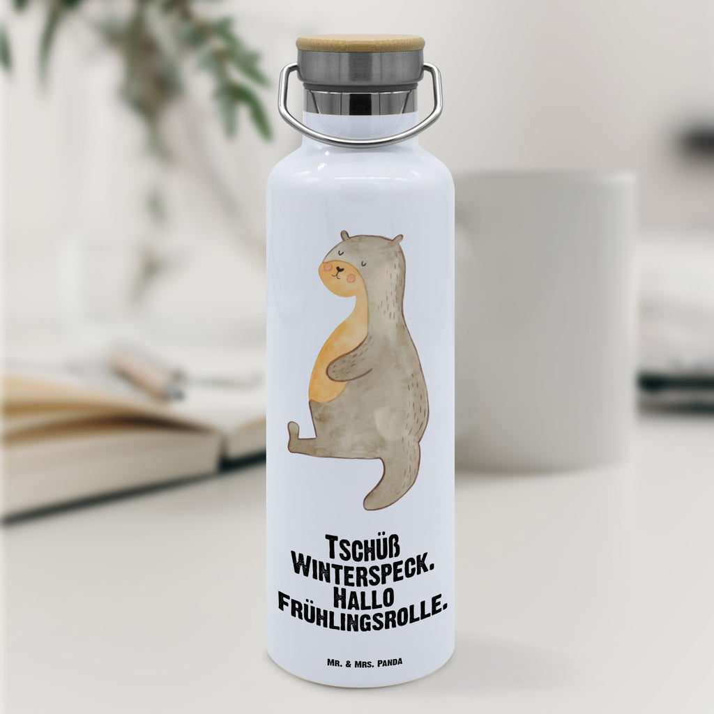 Trinkflasche Otter Bauch Thermosflasche, Isolierflasche, Edelstahl, Trinkflasche, isoliert, Wamrhaltefunktion, Sportflasche, Flasche zum Sport, Sportlerflasche, Otter, Fischotter, Seeotter, Otter Seeotter See Otter