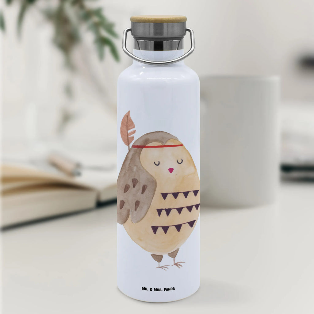 Trinkflasche Eule Federschmuck Thermosflasche, Isolierflasche, Edelstahl, Trinkflasche, isoliert, Wamrhaltefunktion, Sportflasche, Flasche zum Sport, Sportlerflasche, Eule, Eule Deko, Owl, Das Leben ist ein Abenteuer, Reisespruch, Federschmuck, Dekoration