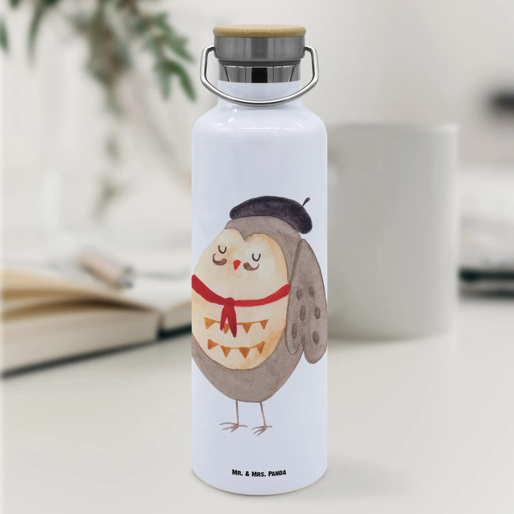 Trinkflasche Eule Frankreich Thermosflasche, Isolierflasche, Edelstahl, Trinkflasche, isoliert, Wamrhaltefunktion, Sportflasche, Flasche zum Sport, Sportlerflasche, Eule, Eulen, Eule Deko, Owl, hibou, La vie est belle, das Leben ist schön, Spruch schön, Spruch Französisch, Frankreich