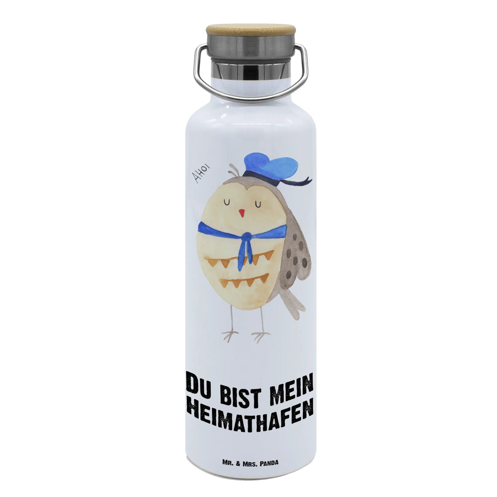 Trinkflasche Eule Matrose Thermosflasche, Isolierflasche, Edelstahl, Trinkflasche, isoliert, Wamrhaltefunktion, Sportflasche, Flasche zum Sport, Sportlerflasche, Eule, Eule Spruch, Eule Deko, Owl, Wortspiel lustig, Matrose, Freundin, Ehe, Seefahrer, Heimathafen, Hochzeitstag Geschenk