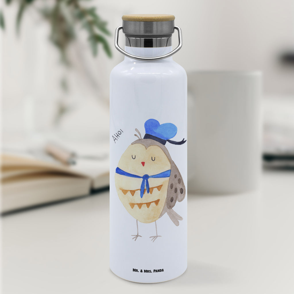 Trinkflasche Eule Matrose Thermosflasche, Isolierflasche, Edelstahl, Trinkflasche, isoliert, Wamrhaltefunktion, Sportflasche, Flasche zum Sport, Sportlerflasche, Eule, Eule Spruch, Eule Deko, Owl, Wortspiel lustig, Matrose, Freundin, Ehe, Seefahrer, Heimathafen, Hochzeitstag Geschenk