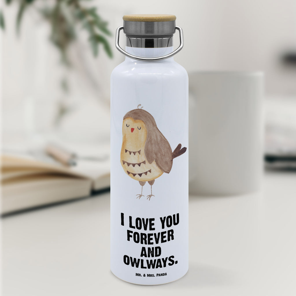 Trinkflasche Eule Zufrieden Thermosflasche, Isolierflasche, Edelstahl, Trinkflasche, isoliert, Wamrhaltefunktion, Sportflasche, Flasche zum Sport, Sportlerflasche, Eule, Eule Spruch, Eule deko, Owl, Liebe Spruch, Romantisch, Wortspiel lustig, Spruch schön, Geschenk Hochzeitstag