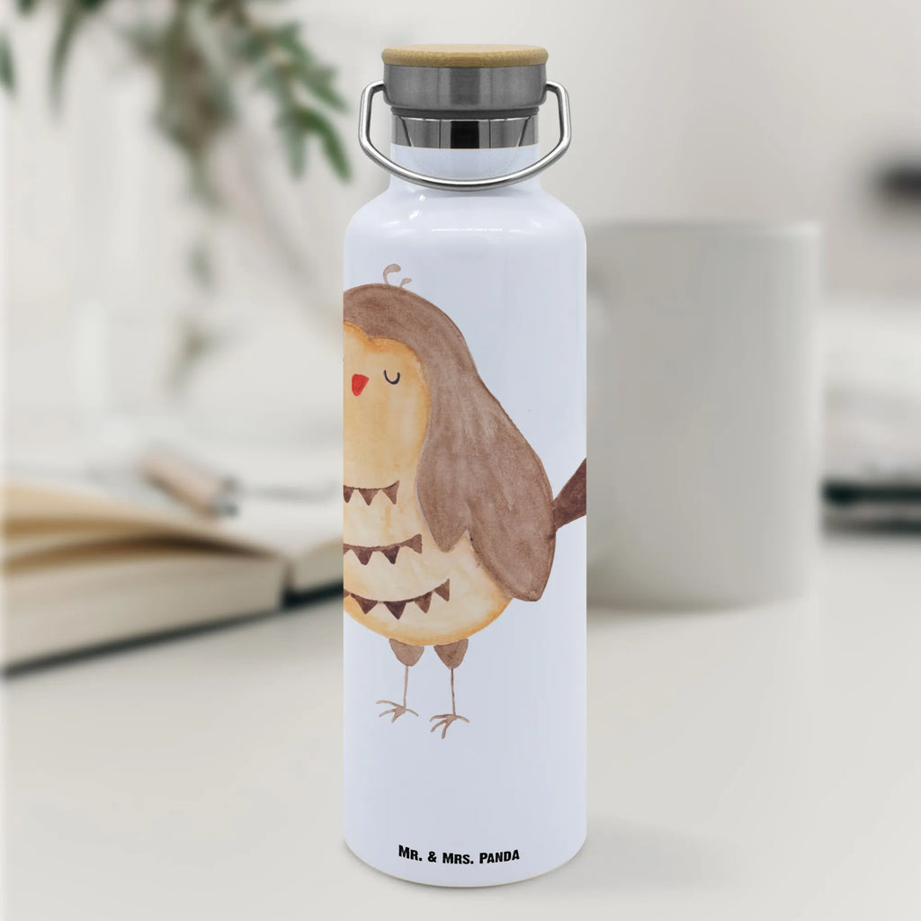 Trinkflasche Eule Zufrieden Thermosflasche, Isolierflasche, Edelstahl, Trinkflasche, isoliert, Wamrhaltefunktion, Sportflasche, Flasche zum Sport, Sportlerflasche, Eule, Eule Spruch, Eule deko, Owl, Liebe Spruch, Romantisch, Wortspiel lustig, Spruch schön, Geschenk Hochzeitstag