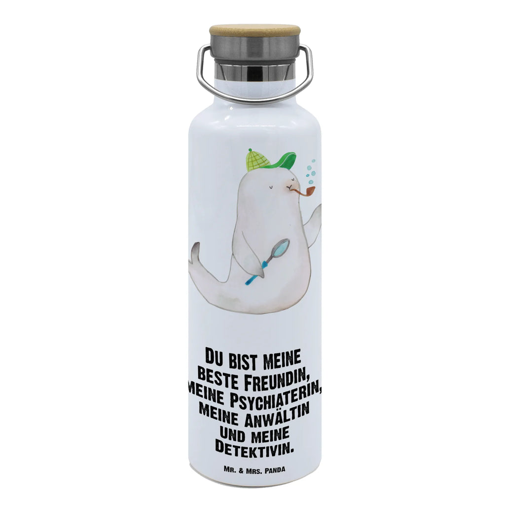 Trinkflasche Robbe Sherlock Thermosflasche, Isolierflasche, Edelstahl, Trinkflasche, isoliert, Wamrhaltefunktion, Sportflasche, Flasche zum Sport, Sportlerflasche, Tiermotive, Gute Laune, lustige Sprüche, Tiere