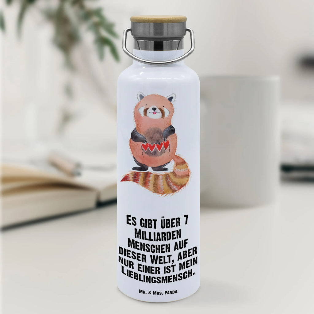 Trinkflasche Roter Panda Thermosflasche, Isolierflasche, Edelstahl, Trinkflasche, isoliert, Wamrhaltefunktion, Sportflasche, Flasche zum Sport, Sportlerflasche, Tiermotive, Gute Laune, lustige Sprüche, Tiere, Panda, Liebe, Rot, Herz, Liebling, Lieblingsmensch