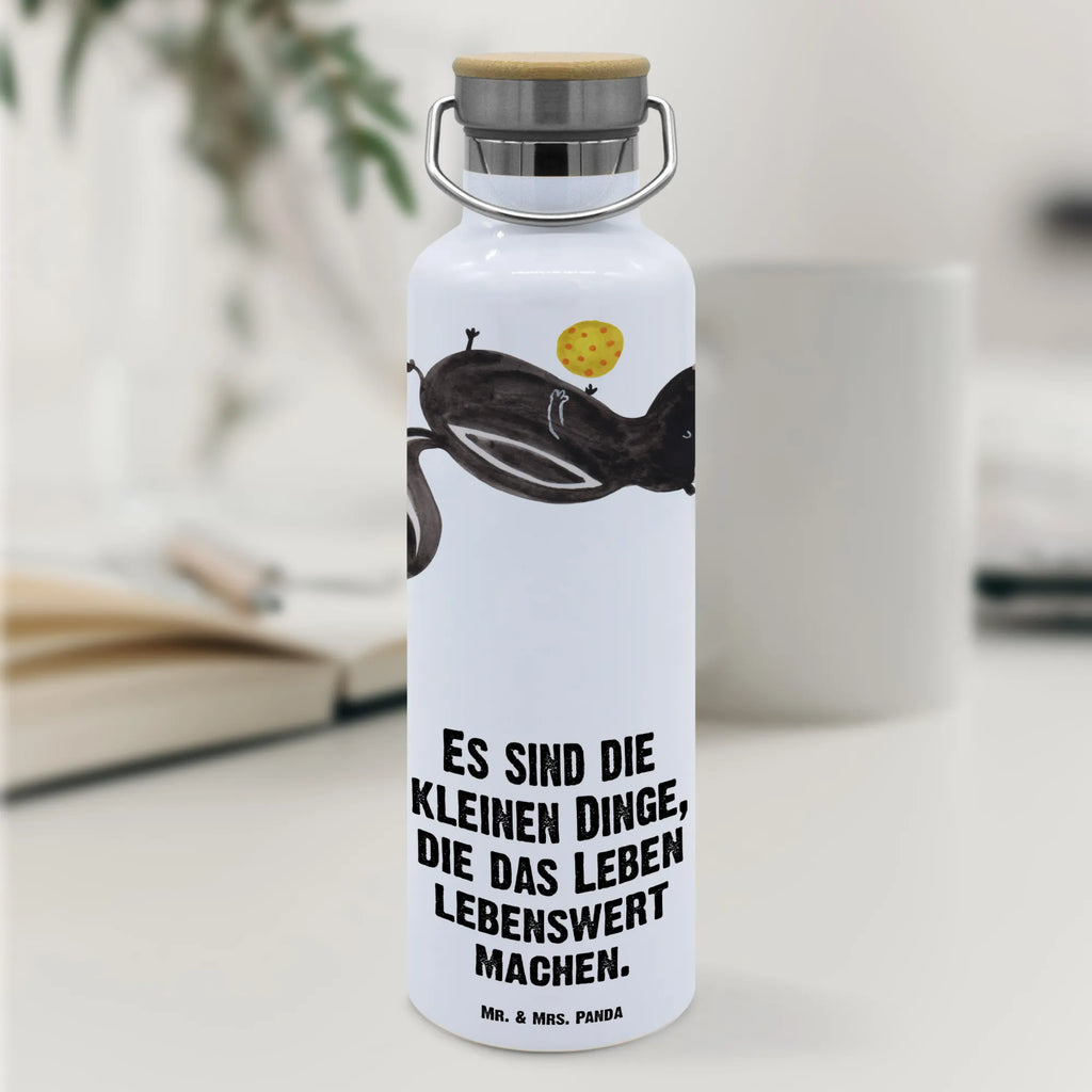 Trinkflasche Stinktier Ball Thermosflasche, Isolierflasche, Edelstahl, Trinkflasche, isoliert, Wamrhaltefunktion, Sportflasche, Flasche zum Sport, Sportlerflasche, Stinktier, Skunk, Wildtier, Raubtier, Stinker, Stinki, verspielt, Weisheit