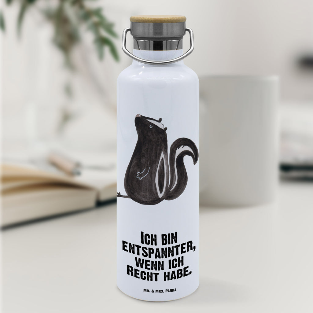 Trinkflasche Stinktier Sitzen Thermosflasche, Isolierflasche, Edelstahl, Trinkflasche, isoliert, Wamrhaltefunktion, Sportflasche, Flasche zum Sport, Sportlerflasche, Stinktier, Skunk, Wildtier, Raubtier, Stinker, Stinki, Spruch, Büro, Recht, Besserwisser