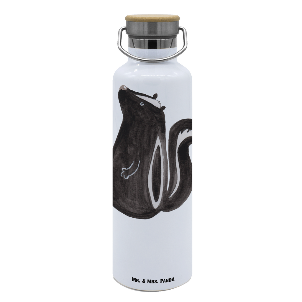 Trinkflasche Stinktier Sitzen Thermosflasche, Isolierflasche, Edelstahl, Trinkflasche, isoliert, Wamrhaltefunktion, Sportflasche, Flasche zum Sport, Sportlerflasche, Stinktier, Skunk, Wildtier, Raubtier, Stinker, Stinki, Spruch, Büro, Recht, Besserwisser