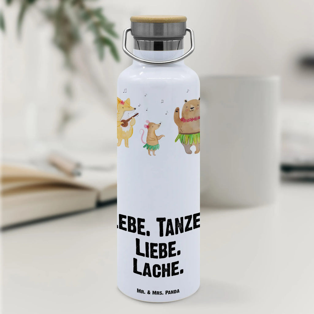 Trinkflasche Waldtiere Aloha Thermosflasche, Isolierflasche, Edelstahl, Trinkflasche, isoliert, Wamrhaltefunktion, Sportflasche, Flasche zum Sport, Sportlerflasche, Tiermotive, Gute Laune, lustige Sprüche, Tiere, Wald, Waldtiere, Musik, Aloha, Bär, Hase, Igel, Tanzen, Leben, Lachen