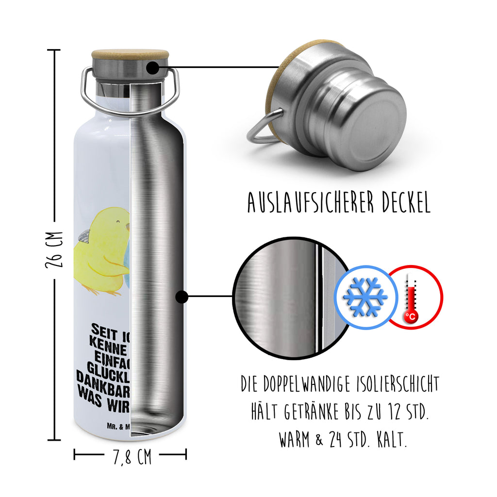 Trinkflasche Wellensittich Liebe Thermosflasche, Isolierflasche, Edelstahl, Trinkflasche, isoliert, Wamrhaltefunktion, Sportflasche, Flasche zum Sport, Sportlerflasche, Liebe, Partner, Freund, Freundin, Ehemann, Ehefrau, Heiraten, Verlobung, Heiratsantrag, Liebesgeschenk, Jahrestag, Hocheitstag, Vögel, Wellensittich, Nähe, Kuscheln, Vertrauen