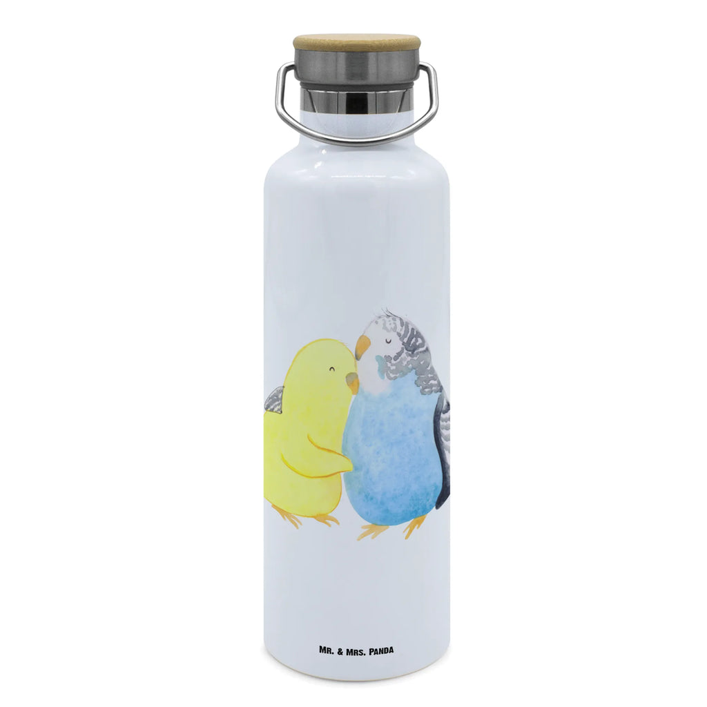 Trinkflasche Wellensittich Liebe Thermosflasche, Isolierflasche, Edelstahl, Trinkflasche, isoliert, Wamrhaltefunktion, Sportflasche, Flasche zum Sport, Sportlerflasche, Liebe, Partner, Freund, Freundin, Ehemann, Ehefrau, Heiraten, Verlobung, Heiratsantrag, Liebesgeschenk, Jahrestag, Hocheitstag, Vögel, Wellensittich, Nähe, Kuscheln, Vertrauen