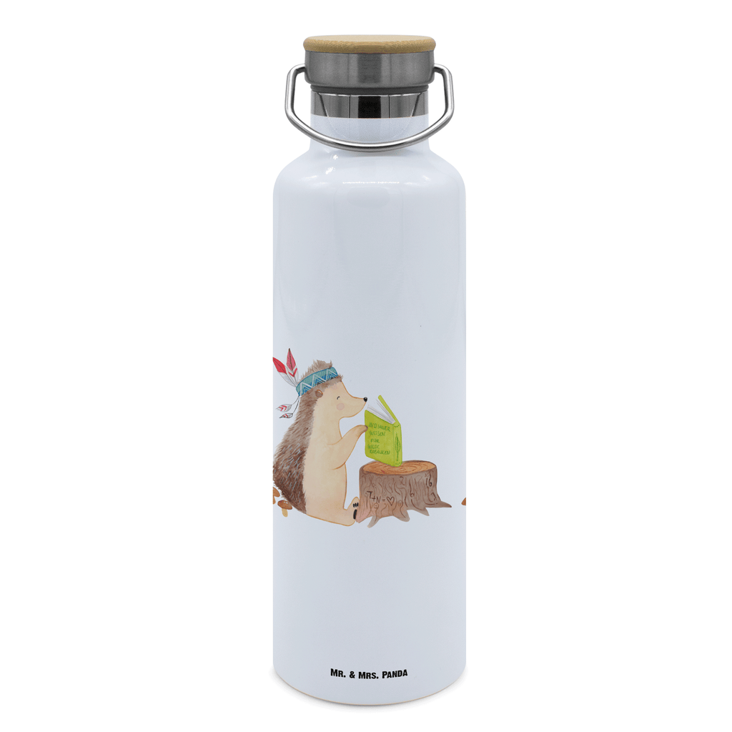 Trinkflasche Igel Federschmuck Thermosflasche, Isolierflasche, Edelstahl, Trinkflasche, isoliert, Wamrhaltefunktion, Sportflasche, Flasche zum Sport, Sportlerflasche, Waldtiere, Tiere, Igel, Indianer, Abenteuer, Lagerfeuer, Camping