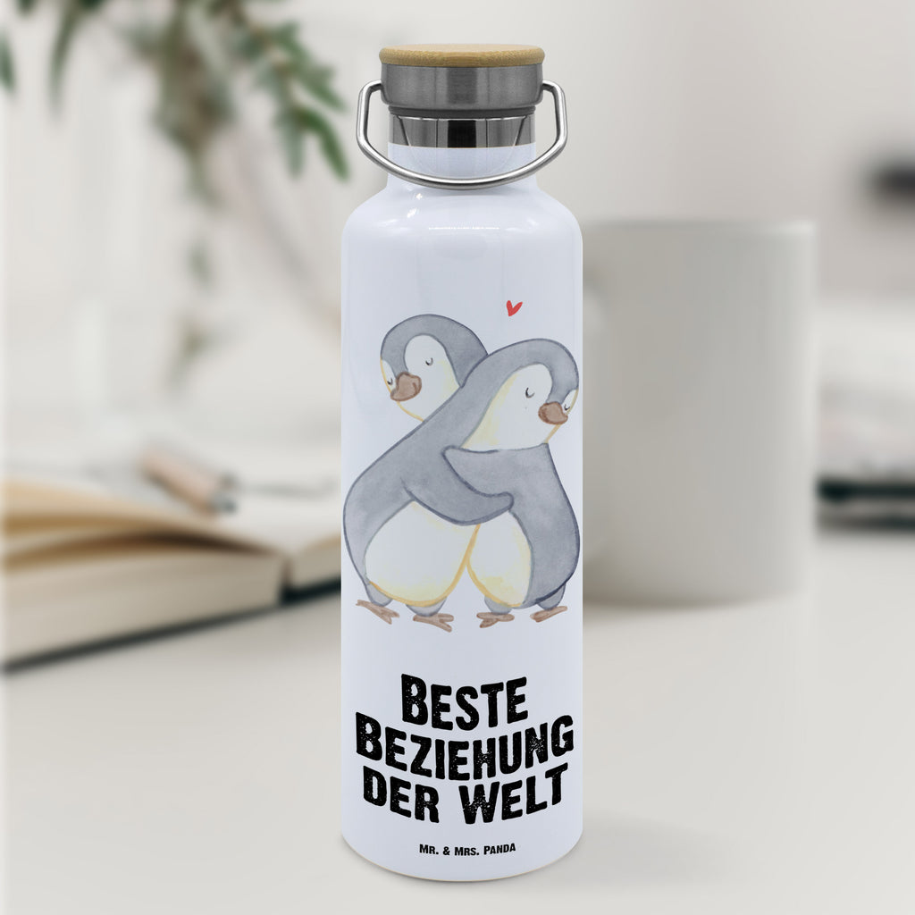 Trinkflasche Pinguin Beste Beziehung der Welt Thermosflasche, Isolierflasche, Edelstahl, Trinkflasche, isoliert, Wamrhaltefunktion, Sportflasche, Flasche zum Sport, Sportlerflasche, für, Dankeschön, Geschenk, Schenken, Geburtstag, Geburtstagsgeschenk, Geschenkidee, Danke, Bedanken, Mitbringsel, Freude machen, Geschenktipp, Beziehung, Zusammen sein, Miteinander gehen, Liebe, Verlieb, Liebesgeschenk