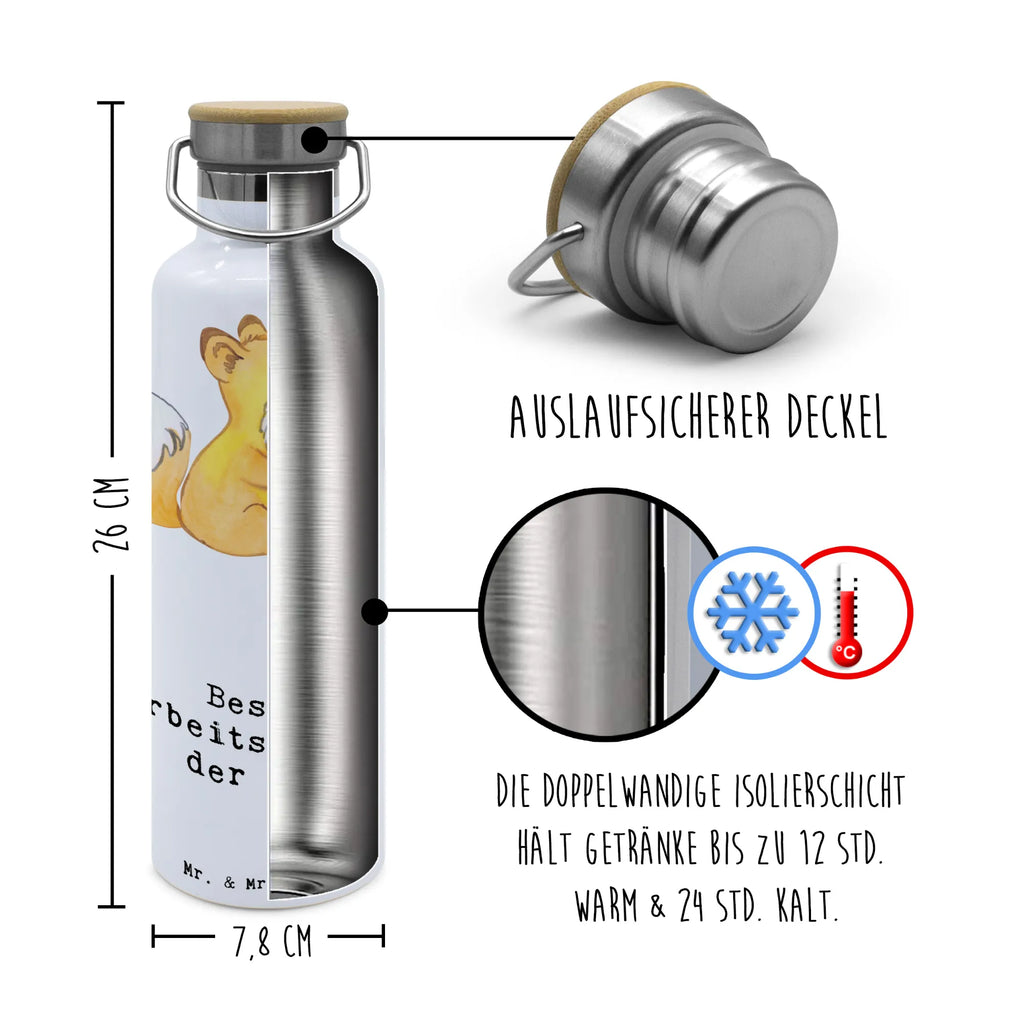 Trinkflasche Fuchs Bester Arbeitskollege der Welt Thermosflasche, Isolierflasche, Edelstahl, Trinkflasche, isoliert, Wamrhaltefunktion, Sportflasche, Flasche zum Sport, Sportlerflasche, für, Dankeschön, Geschenk, Schenken, Geburtstag, Geburtstagsgeschenk, Geschenkidee, Danke, Bedanken, Mitbringsel, Freude machen, Geschenktipp, Arbeitskollege, Kollege, Büro, Abschiedsgeschenk, Ruhestand, Arbeit, Mitarbeiter, Berufsgenosse, Beruf