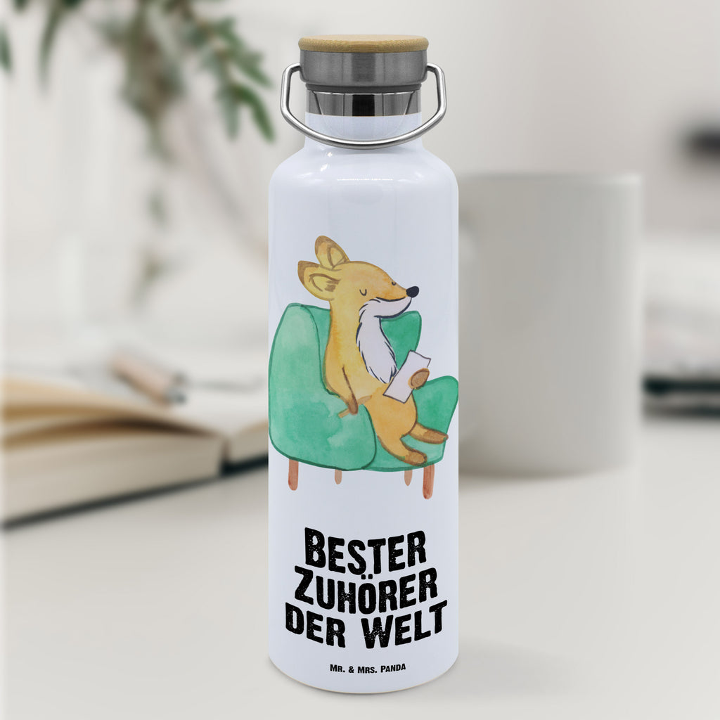 Trinkflasche Fuchs Bester Zuhörer der Welt Thermosflasche, Isolierflasche, Edelstahl, Trinkflasche, isoliert, Wamrhaltefunktion, Sportflasche, Flasche zum Sport, Sportlerflasche, für, Dankeschön, Geschenk, Schenken, Geburtstag, Geburtstagsgeschenk, Geschenkidee, Danke, Bedanken, Mitbringsel, Freude machen, Geschenktipp, Zuhörer, Freund, Freundin, offenes Ohr, Hilfsbereit, Hilfe