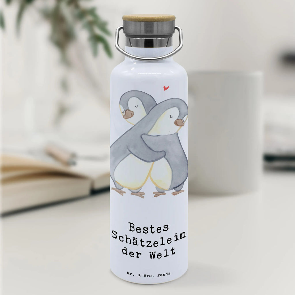 Trinkflasche Pinguin Bestes Schätzelein der Welt Thermosflasche, Isolierflasche, Edelstahl, Trinkflasche, isoliert, Wamrhaltefunktion, Sportflasche, Flasche zum Sport, Sportlerflasche, für, Dankeschön, Geschenk, Schenken, Geburtstag, Geburtstagsgeschenk, Geschenkidee, Danke, Bedanken, Mitbringsel, Freude machen, Geschenktipp, Schätzelein, Schätzchen, Schatz, Schatzi, Ehemann, Ehefrau, Freundin, Freund, Frau, Mann, Kosename, Hochzeitstag