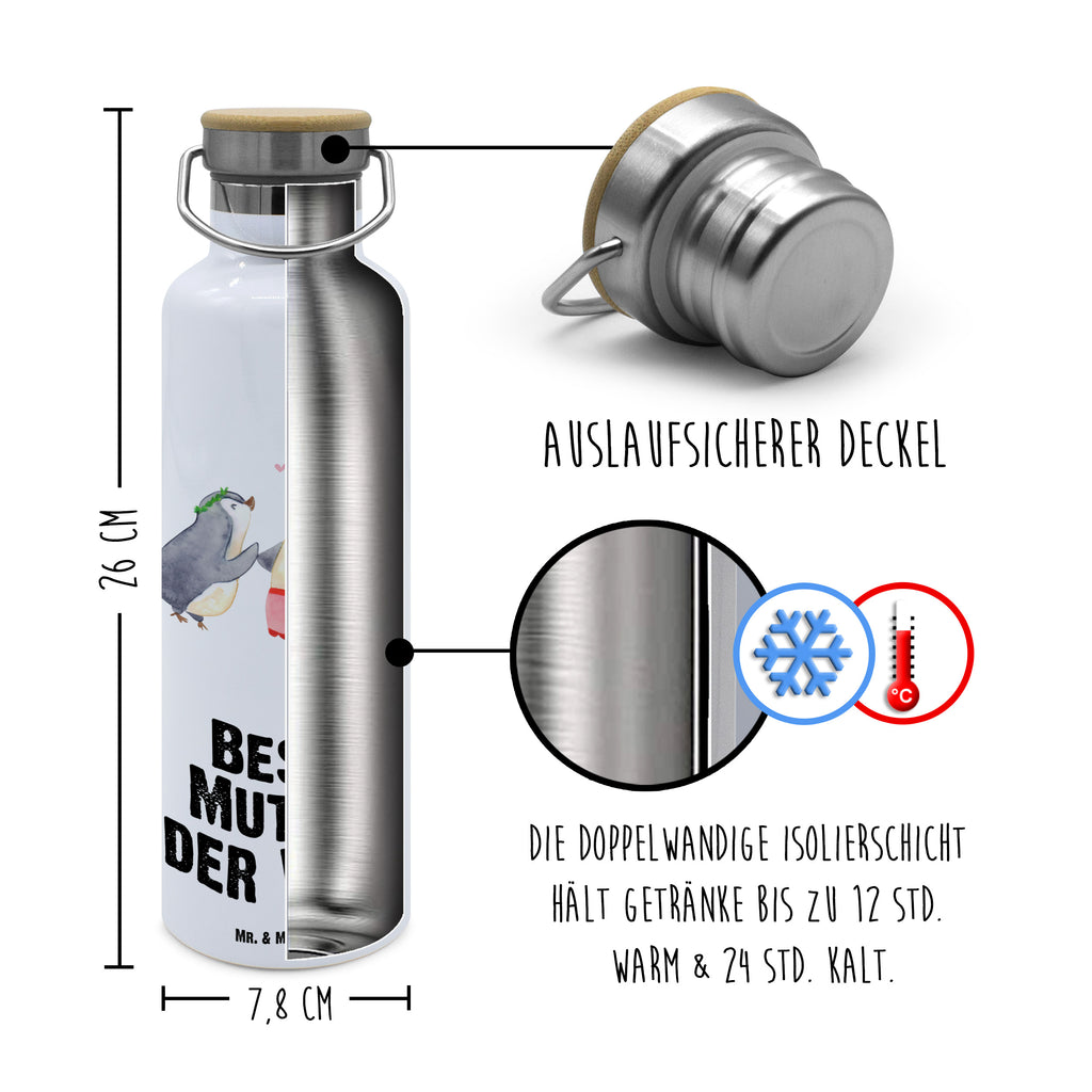 Trinkflasche Pinguin Beste Mutter der Welt Thermosflasche, Isolierflasche, Edelstahl, Trinkflasche, isoliert, Wamrhaltefunktion, Sportflasche, Flasche zum Sport, Sportlerflasche, für, Dankeschön, Geschenk, Schenken, Geburtstag, Geburtstagsgeschenk, Geschenkidee, Danke, Bedanken, Mitbringsel, Freude machen, Geschenktipp, Mama, Mami, Mutter, Muttertag, Mutti, Ma, Tochter, Sohn, Beste Mama, Beste, Supermama