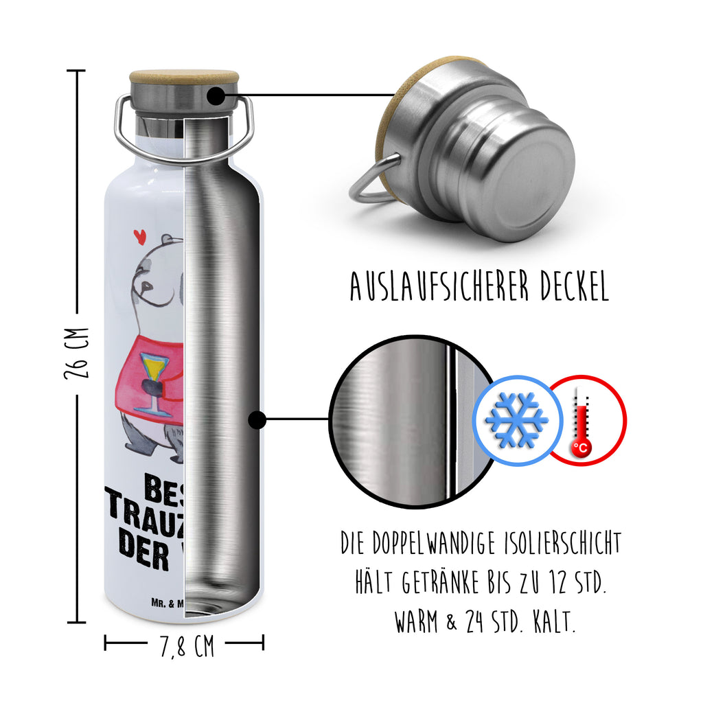 Trinkflasche Panda Beste Trauzeugin der Welt Thermosflasche, Isolierflasche, Edelstahl, Trinkflasche, isoliert, Wamrhaltefunktion, Sportflasche, Flasche zum Sport, Sportlerflasche, für, Dankeschön, Geschenk, Schenken, Geburtstag, Geburtstagsgeschenk, Geschenkidee, Danke, Bedanken, Mitbringsel, Freude machen, Geschenktipp, Trauzeugin, Trauhzeugin, Freundin, Hochzeit, Heirat, JGA, Trauung, Kirche, Standesamt, Braut