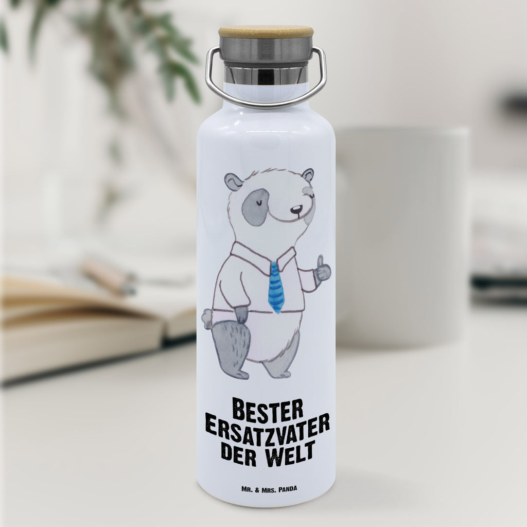 Trinkflasche Panda Bester Ersatzvater der Welt Thermosflasche, Isolierflasche, Edelstahl, Trinkflasche, isoliert, Wamrhaltefunktion, Sportflasche, Flasche zum Sport, Sportlerflasche, für, Dankeschön, Geschenk, Schenken, Geburtstag, Geburtstagsgeschenk, Geschenkidee, Danke, Bedanken, Mitbringsel, Freude machen, Geschenktipp, Bester, Ersatzvater, Ersatz, zweiter, Vater, Papa, Dad, Daddy, Paps, Papi, Vati, Eltern, Geschenk Vater, Mann, Familie, Kleinigkeit