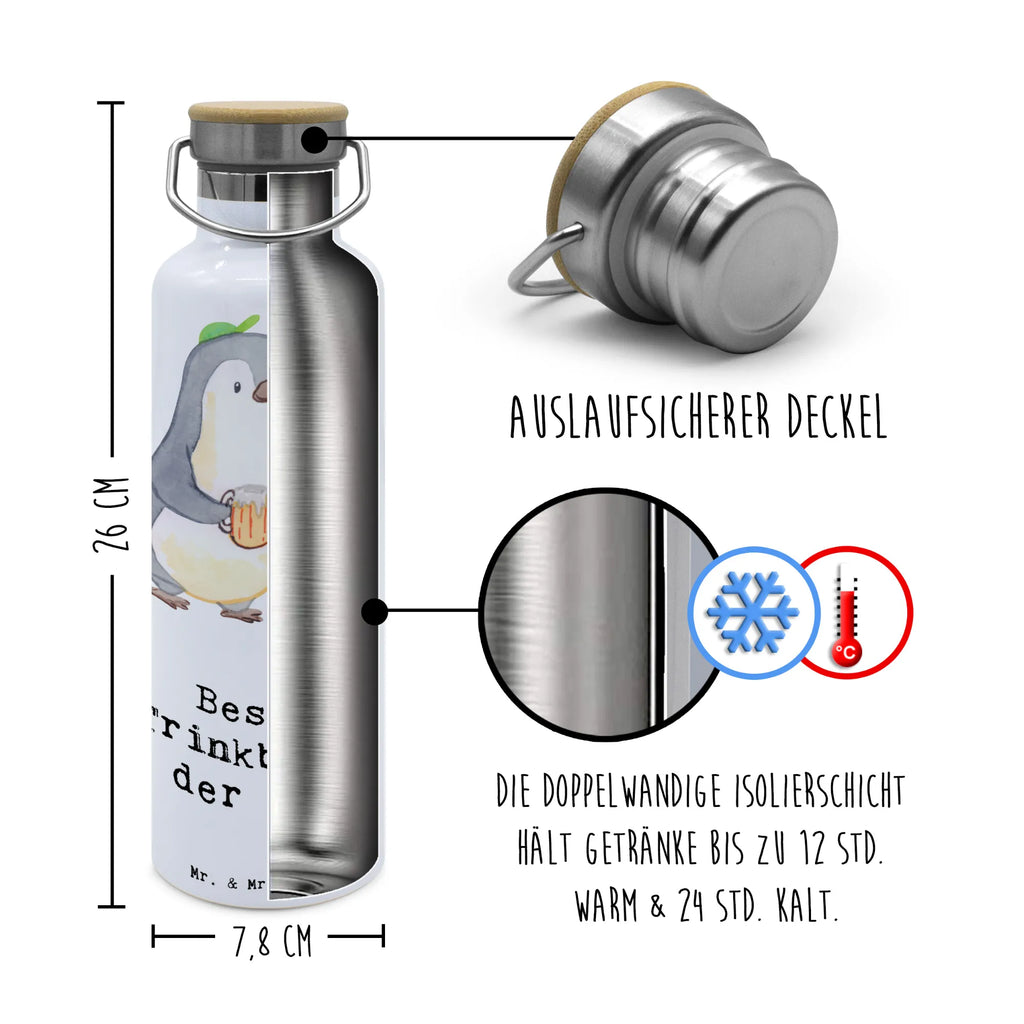 Trinkflasche Pinguin Bester Trinkbruder der Welt Thermosflasche, Isolierflasche, Edelstahl, Trinkflasche, isoliert, Wamrhaltefunktion, Sportflasche, Flasche zum Sport, Sportlerflasche, für, Dankeschön, Geschenk, Schenken, Geburtstag, Geburtstagsgeschenk, Geschenkidee, Danke, Bedanken, Mitbringsel, Freude machen, Geschenktipp, Trinkbruder, Trinkkumpel, Kumpel, Saufkumpane, Kumpane, Trinken, Party, Kleinigkeit