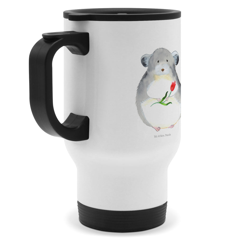 Thermobecher Chinchilla mit Blume Thermobecher, To Go Becher, Thermotasse, Kaffeebecher, Isolierbecher, Thermobecher To Go, Warmhaltetasse, Edelstahlbecher, Reisebecher, Tasse mit Deckel, Thermobecher für 400 ml, Kaffeetasse zum Mitnehmen, Tasse zum Mitnehmen, Spülmaschinenfest, Tiermotive, Gute Laune, lustige Sprüche, Tiere, Chinchilla, Chinchillas, Liebeskummer, Kummer, Depressionen, traurig sein, Chaos, Glücklichsein, Büro, Büroalltag