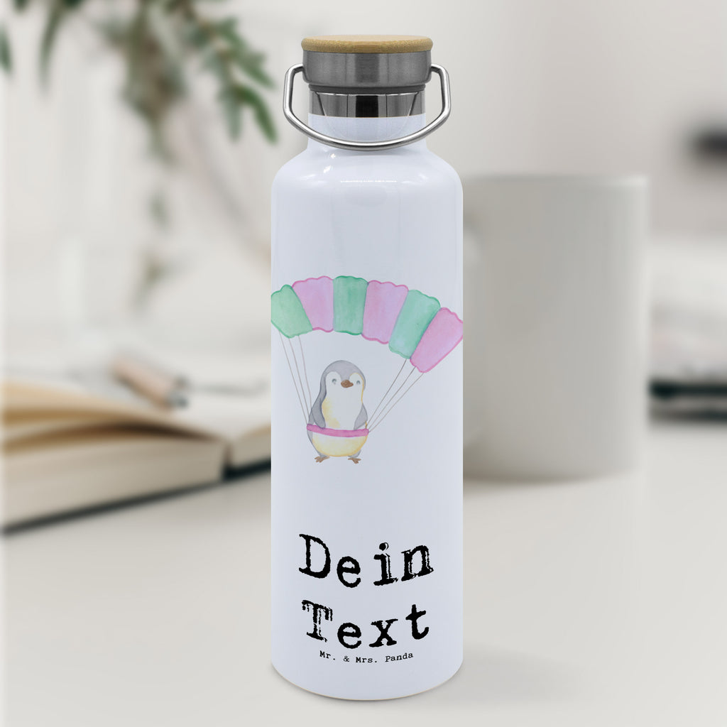 Personalisierte Trinkflasche Pinguin Fallschirm springen Personalisierte Trinkflasche, Trinkflasche mit Namen, Trinkflasche bedrucken, Flasche personalisiert, Trinkflasch mit Aufdruck, Trinkflasche Werbegeschenk, Namensaufdruck Trinkflasche, Sportflasche personalisiert, Trinkflasche Sport, Geschenk, Sport, Sportart, Hobby, Schenken, Danke, Dankeschön, Auszeichnung, Gewinn, Sportler, Fallschirmspringen, Skydive, Fallschirmsprung