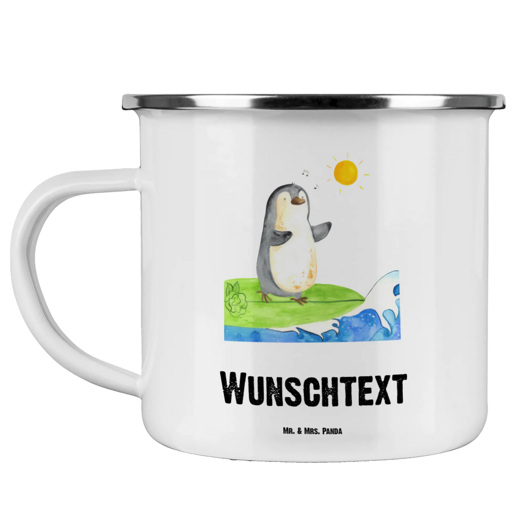 Personalisierte Emaille Tasse Pinguin Surfer Emaille Tasse personalisiert, Emaille Tasse mit Namen, Campingtasse personalisiert, Namenstasse, Campingtasse bedrucken, Campinggeschirr personalsisert, tasse mit namen, personalisierte tassen, personalisierte tasse, tasse selbst gestalten, tasse bedrucken, tassen bedrucken, Pinguin, Pinguine, surfen, Surfer, Hawaii, Urlaub, Wellen, Wellen reiten, Portugal