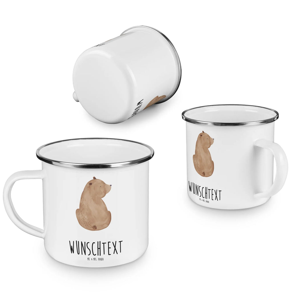 Personalisierte Emaille Tasse Bär Schulterblick Emaille Tasse personalisiert, Emaille Tasse mit Namen, Campingtasse personalisiert, Namenstasse, Campingtasse bedrucken, Campinggeschirr personalsisert, tasse mit namen, personalisierte tassen, personalisierte tasse, tasse selbst gestalten, tasse bedrucken, tassen bedrucken, Bär, Teddy, Teddybär, Selbstachtung, Weltansicht, Motivation, Bären, Bärenliebe, Weisheit