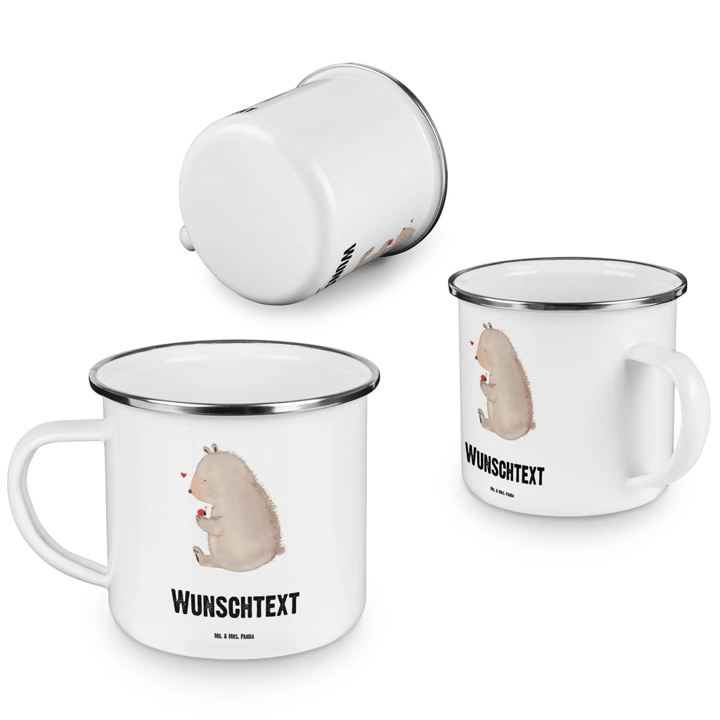 Personalisierte Emaille Tasse Bär mit Marienkäfer Emaille Tasse personalisiert, Emaille Tasse mit Namen, Campingtasse personalisiert, Namenstasse, Campingtasse bedrucken, Campinggeschirr personalsisert, tasse mit namen, personalisierte tassen, personalisierte tasse, tasse selbst gestalten, tasse bedrucken, tassen bedrucken, Bär, Teddy, Teddybär, Marienkäfer, Liebe, Freiheit, Motivation, Das Leben ist schön