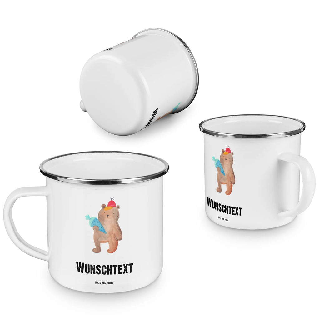 Personalisierte Emaille Tasse Bär mit Schultüte Emaille Tasse personalisiert, Emaille Tasse mit Namen, Campingtasse personalisiert, Namenstasse, Campingtasse bedrucken, Campinggeschirr personalsisert, tasse mit namen, personalisierte tassen, personalisierte tasse, tasse selbst gestalten, tasse bedrucken, tassen bedrucken, Bär, Teddy, Teddybär, Bär Motiv, Schultüte, Erster Schultag Geschenk, Einschulung Geschenk, Schule Geschenk, Grundschule, Schulanfang, Schulbeginn