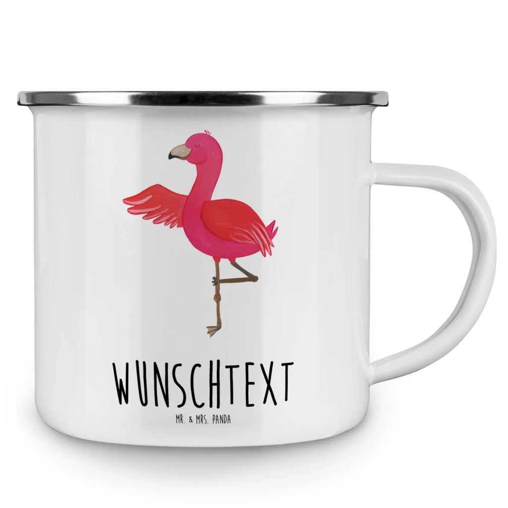 Personalisierte Emaille Tasse Flamingo Yoga Emaille Tasse personalisiert, Emaille Tasse mit Namen, Campingtasse personalisiert, Namenstasse, Campingtasse bedrucken, Campinggeschirr personalsisert, tasse mit namen, personalisierte tassen, personalisierte tasse, tasse selbst gestalten, tasse bedrucken, tassen bedrucken, Flamingo, Vogel, Yoga, Namaste, Achtsamkeit, Yoga-Übung, Entspannung, Ärger, Aufregen, Tiefenentspannung