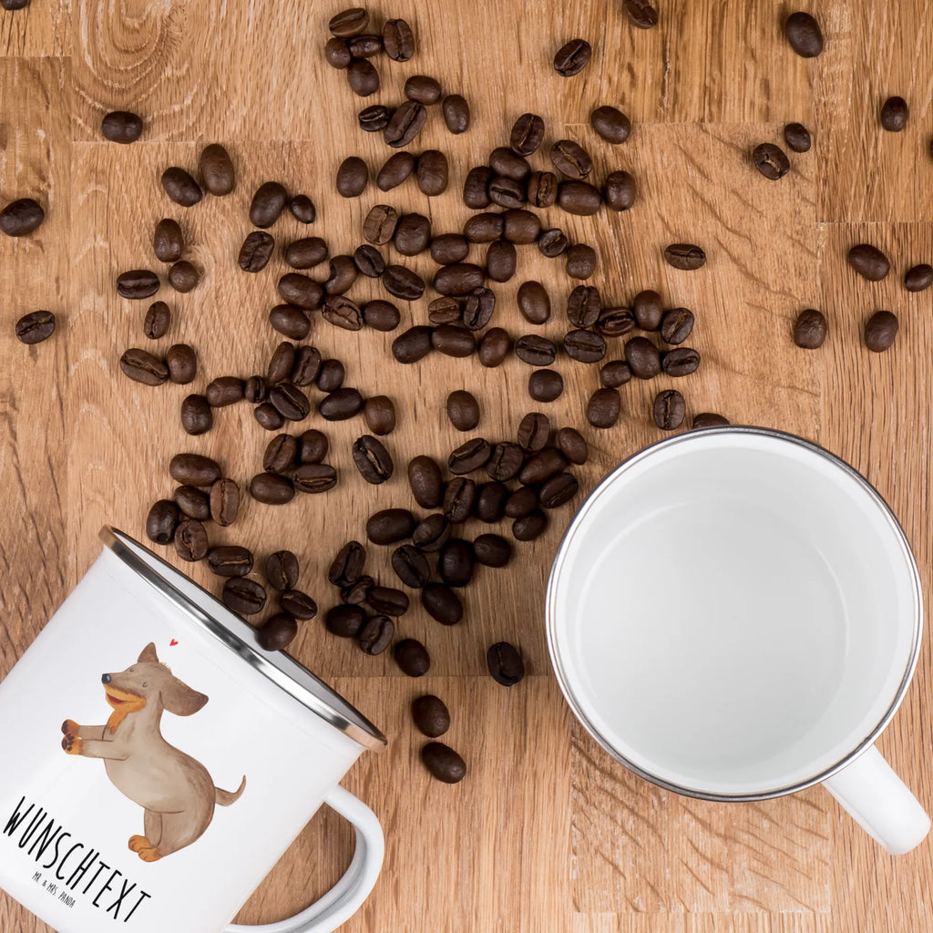 Personalisierte Emaille Tasse Hund Dackel fröhlich Emaille Tasse personalisiert, Emaille Tasse mit Namen, Campingtasse personalisiert, Namenstasse, Campingtasse bedrucken, Campinggeschirr personalsisert, tasse mit namen, personalisierte tassen, personalisierte tasse, tasse selbst gestalten, tasse bedrucken, tassen bedrucken, Hund, Hundemotiv, Haustier, Hunderasse, Tierliebhaber, Hundebesitzer, Sprüche, Hunde, Dackel, Dachshund, happy dog