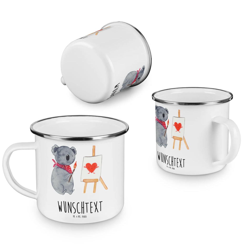 Personalisierte Emaille Tasse Koala Künstler Emaille Tasse personalisiert, Emaille Tasse mit Namen, Campingtasse personalisiert, Namenstasse, Campingtasse bedrucken, Campinggeschirr personalsisert, tasse mit namen, personalisierte tassen, personalisierte tasse, tasse selbst gestalten, tasse bedrucken, tassen bedrucken, Koala, Koalabär, Liebe, Liebensbeweis, Liebesgeschenk, Gefühle, Künstler, zeichnen