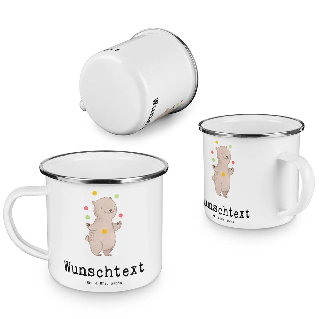 Personalisierte Emaille Tasse Bär Jonglieren Emaille Tasse personalisiert, Emaille Tasse mit Namen, Campingtasse personalisiert, Namenstasse, Campingtasse bedrucken, Campinggeschirr personalsisert, tasse mit namen, personalisierte tassen, personalisierte tasse, tasse selbst gestalten, tasse bedrucken, tassen bedrucken, Geschenk, Sport, Sportart, Hobby, Schenken, Danke, Dankeschön, Auszeichnung, Gewinn, Sportler, Jonglieren, Jongleur, Zirkus, Artistik