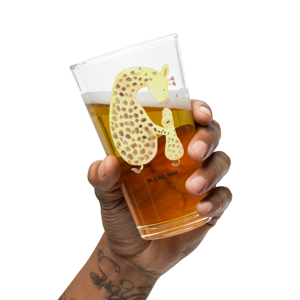 Premium Trinkglas Giraffe mit Kind Trinkglas, Glas, Pint Glas, Bierglas, Cocktail Glas, Wasserglas, Afrika, Wildtiere, Giraffe, Kind, Mutter, Mama, Tochter, Sohn, Lieblingsmensch