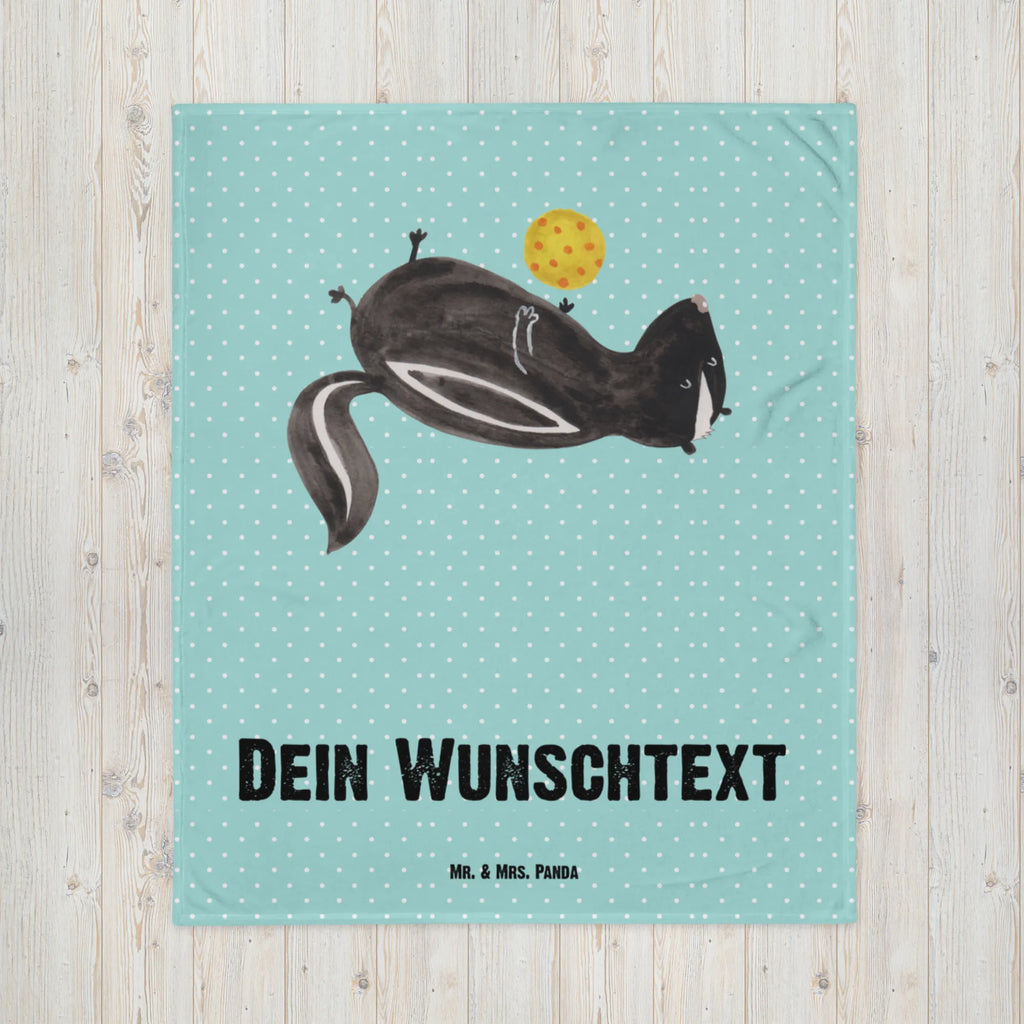 Baby blanket with name skunk ball Babdyecke personalisiert, Babydecke mit Namen, Babydecke bedrucken, Babygeschenk personalisiet, Babygeschenk mit Namen, Krabbeldecke mit Namen, Krabbeldecke personalisiert, Stinktier, Skunk, Wildtier, Raubtier, Stinker, Stinki, verspielt, Weisheit