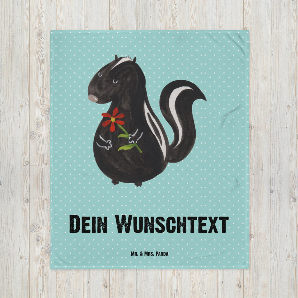 Baby blanket with name skunk flower Babdyecke personalisiert, Babydecke mit Namen, Babydecke bedrucken, Babygeschenk personalisiet, Babygeschenk mit Namen, Krabbeldecke mit Namen, Krabbeldecke personalisiert, Stinktier, Skunk, Wildtier, Raubtier, Stinker, Stinki, Tagträumer, verträumt, Dreams, Träume