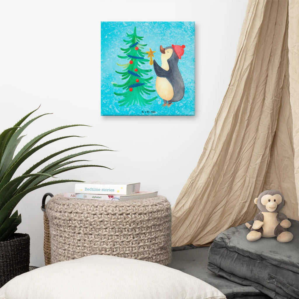 Leinwand Bild Pinguin Weihnachtsbaum Leinwand, Bild, Kunstdruck, Wanddeko, Dekoration, Winter, Weihnachten, Weihnachtsdeko, Nikolaus, Advent, Heiligabend, Wintermotiv, Pinguin